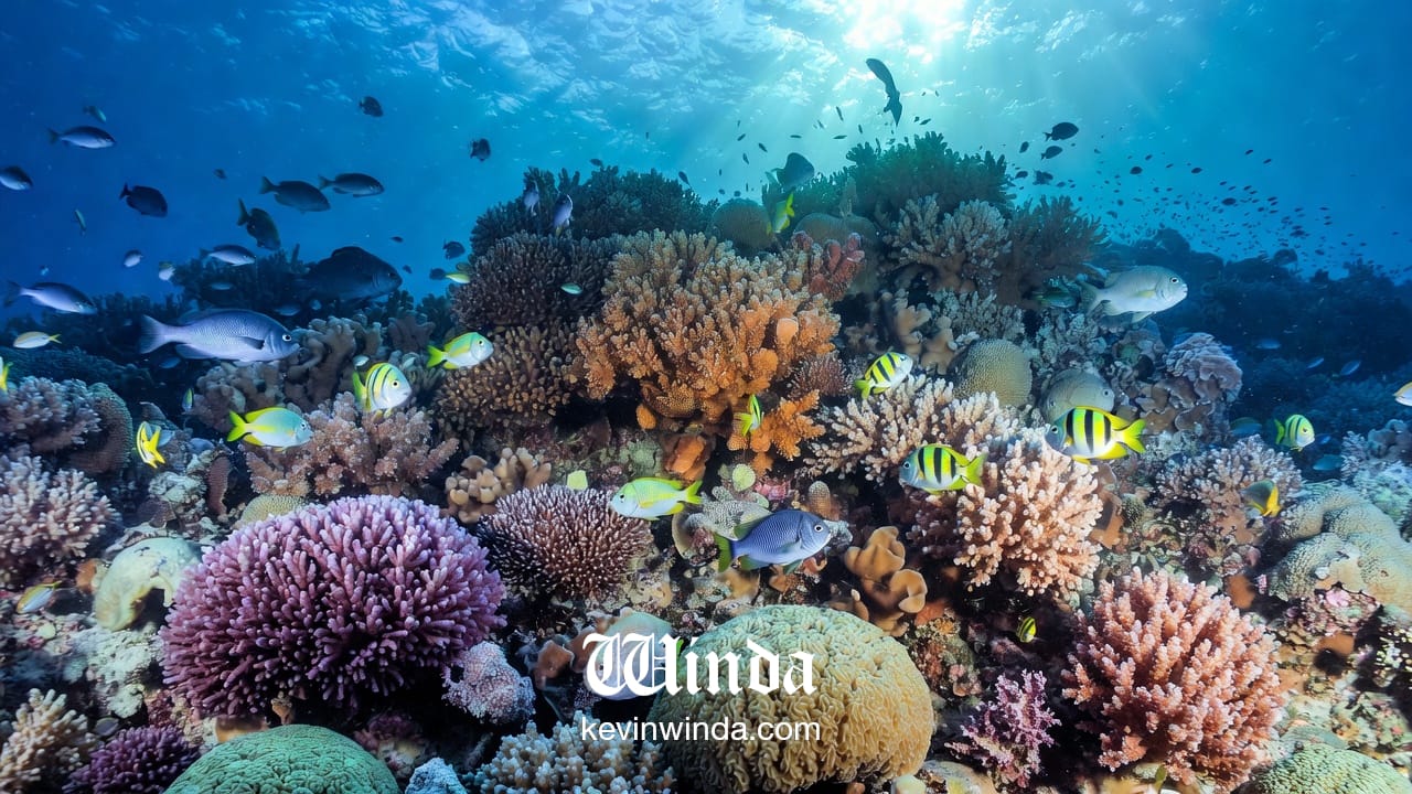 Vibrant coral reefs, sea turtles, mantas and tropical fish in crystal clear waters of Wakatobi National Park during wellness sailing tour